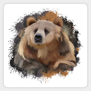 Grizzly Bear Abstract Paint Splatter Design in Warm Earth Tones Magnet